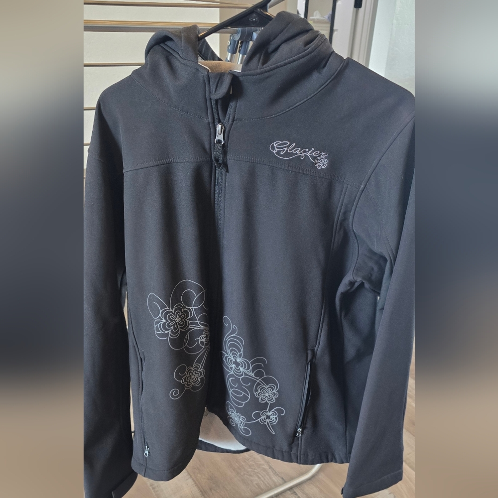 Women's Black Jacket with Floral Design